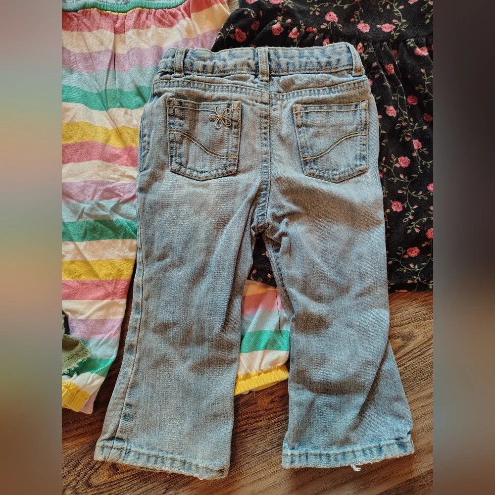 Lot 5 Toddler Girls Clothes 18-24mo OshKosh Old‎ Navy Dresses Jeans Capris